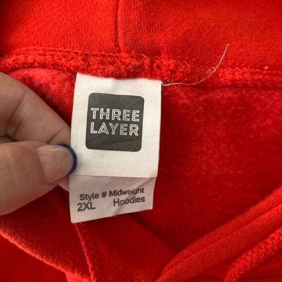 Ben Chingon Pullover Hoodie Sweatshirt 2XL Red Kangaroo Pocket Double Sided - Picture 8 of 8